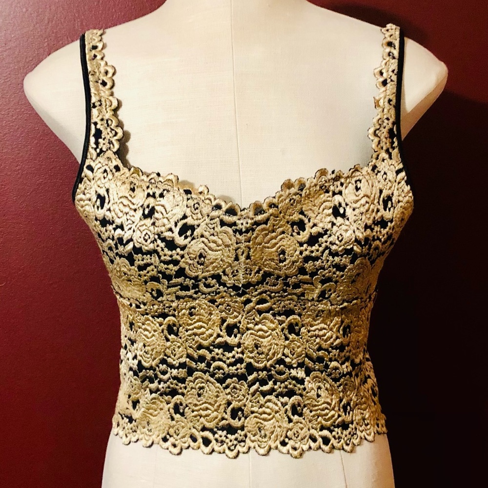 Gold lace crop top